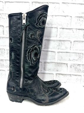 OLD GRINGO • Marsha Razz Charcoal Grey Floral Tall Boots 7B